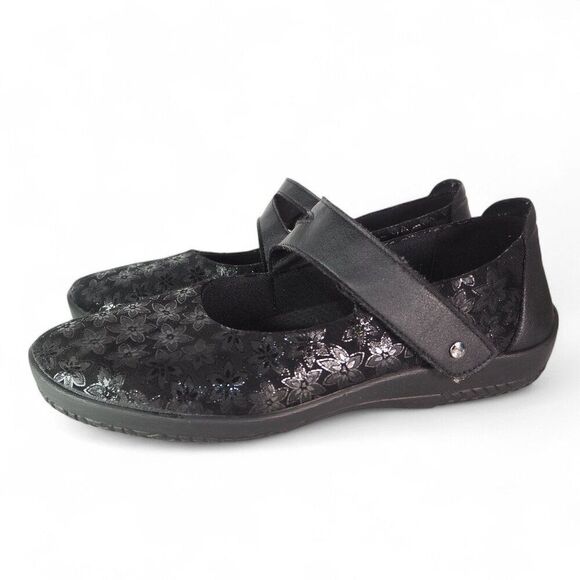 Arcopedico Cosmo Floral Print Mary Jane Loafers Black Women's 9/40 - Picture 2 of 10